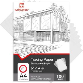 Raimarket Premium Tracing Paper Pack - 9x12 Inches, 100 Sheets Ideal for Drawing, Sewing & Architectural Drafting - 60gsm Transparent Trace Papers
