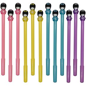 Maydahui 16 PCS Japanese Doll Gel Pens Cute Cartoon Kimono Girl Pen Small Fresh Black Ink for Girls Students Women