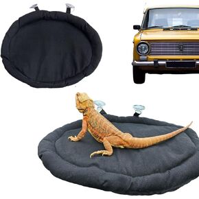 Bearded Dragon Bed, Mat for Car Lizard Sleeping Bed Adsorbed on Glass Jar Cushion Washable for Travel Reptile Tank Accessories Small Animal Carrier for Lizard Leopard Gecko (Black) (Black)