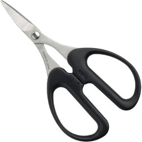 ALLEX Rubber Scissors Heavy Duty Sharp Japanese Stainless Steel 1", Small Rubber Cutting Scissors for Rubber Sheet, Rubber Stamp, Craft, Curved Blade Tips, Made in JAPAN, Black