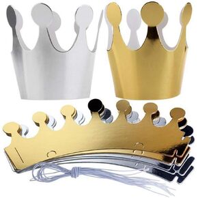 JZK 10 X Paper Crown Paper Hat Kids Princess Prince Crown Party Party Party Party Accessories for Photo Booth Party Birthday Festivals ، 5 × Golden 5 × Silver