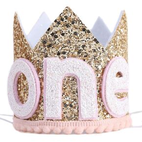 WAWOO Glitter Crown for 1st Birthday - First Birthday Crown, Birthday Girl Gift