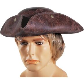 International Leatherette Pirate Tri-Corner Explorer Costume Hat, Brown, One Size