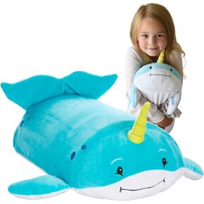 Jake The Shark Memory Foam Pillow Plush Stuffed Animal with Belly Pocket and Daily Journal Included, Shark Plush and Kid Toy, Cuddly Shark Pillow Plushies for Boys and Girls