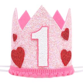 Valentine’s Day 1st Birthday Crown - Our Little Sweetheart First Birthday Crown, Red Heart Crown for Girl, Valentine’s Birthday Decor for Girl Birthday Party, Valentine Heart Birthday Photo Props
