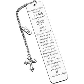 First Communion Gifts for Girls Boys First Communion Gifts for Women Men 1st Holy Communion Bookmark Baptism Confirmation Gifts for Teen Religious Christian Easter Gifts for Kid Easter Basket Stuffers