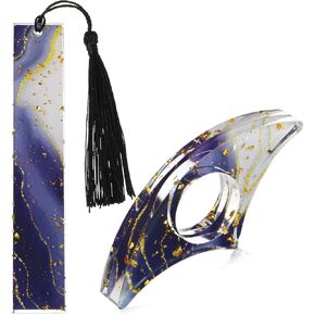 2PCS Book Page Holder ، Thumb Book Mark Holder ، Glitter Gilded Marble Gliter With Tassels Handmade Page Page Accessories Hights Xmas Gift for Women Read Resports (Black)