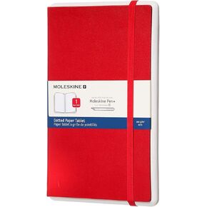Moleskine Paper Tablet Hard Cover Smart Notebook, Dotted, Large (5" x 8.25") Scarlet Red - Compatible w/ Moleskine Pen+ Ellipse (Sold Separately) & App, Digitize, Organize Notes
