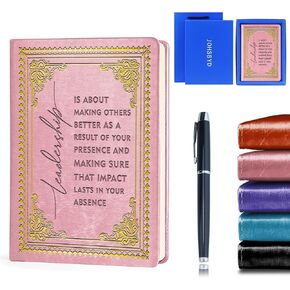 Pink A5 Leadership Gift Faux Leather Vintage Notebook Boss Appreciation Gift,Hardcover Executive Notebook for Women Men,200 Pages 100 Gsm Thick Ruled Paper With Pen,Thank You Gifts Retirement Gift for Leader Boss Mentor Supervisor (leadership Pink)