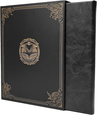 Game Master Screen - 38.5in Landscape DM Screen Compatible with Dungeons and Dragons and Other TTRPG - Faux Dragon Skin with Clear Dry Erase 8.5 x 11 Pockets - Slipcase Stores with DND Books - Black in Saudi Arabia