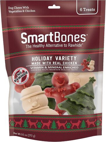 SmartBones Holiday Variety Pack 6 Count, Made with Real Vegetables and Chicken, Rawhide-Free Chews for Dogs in Saudi Arabia