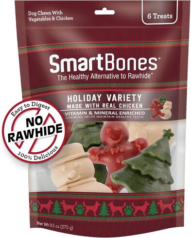 SmartBones Holiday Variety Pack 6 Count, Made with Real Vegetables and Chicken, Rawhide-Free Chews for Dogs in Saudi Arabia