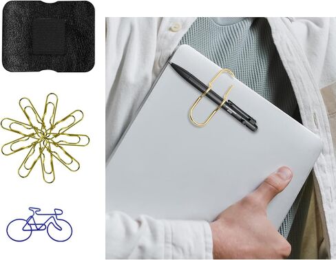 10pcs Multifunctional Pen Station, Set Including Adjustable Elastic Band Pen Holder, Adhesive Pencil Loop for Notebook, Portable Metal Paper Pen Clips, Bicycle Shape Paper Clip Bookmark (14) in Saudi Arabia