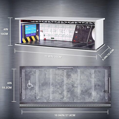 Malamfans 1/64 لـ Hot Wheels Depot Sendios Case - 1/64 Scale Die -Cast Model Display Box مع مصابيح LED وغطاء الأكريليك ، مقسمة إلى مستوى واحد ، مع 6 أماكن لوقوف السيارات in Kuwait