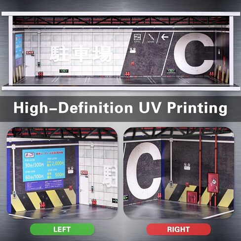 Malamfans 1/64 لـ Hot Wheels Depot Sendios Case - 1/64 Scale Die -Cast Model Display Box مع مصابيح LED وغطاء الأكريليك ، مقسمة إلى مستوى واحد ، مع 6 أماكن لوقوف السيارات in Kuwait
