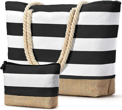Becokan Beach Bag Personalized Gifts for Women Initial Beach Tote Bag with Makeup Bag Birthday Gift for Her Travel Essentials in Saudi Arabia