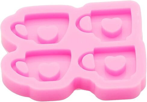 Shiny Glossy Mini Cup Shape with Heart Hollowout Earrings Silicone Molds Earring Resin Mold DIY Keychain Craft Epoxy Molds Resin Jewelry Making Earring Mould in Saudi Arabia