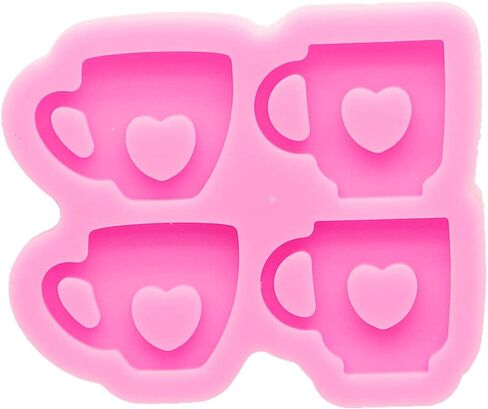 Shiny Glossy Mini Cup Shape with Heart Hollowout Earrings Silicone Molds Earring Resin Mold DIY Keychain Craft Epoxy Molds Resin Jewelry Making Earring Mould in Saudi Arabia