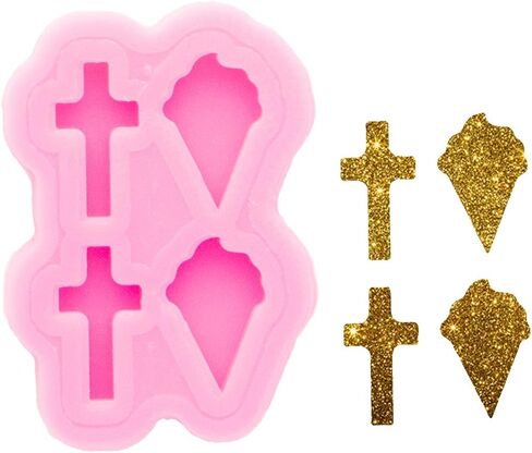 Shiny Glossy Mini Cup Shape with Heart Hollowout Earrings Silicone Molds Earring Resin Mold DIY Keychain Craft Epoxy Molds Resin Jewelry Making Earring Mould in Saudi Arabia