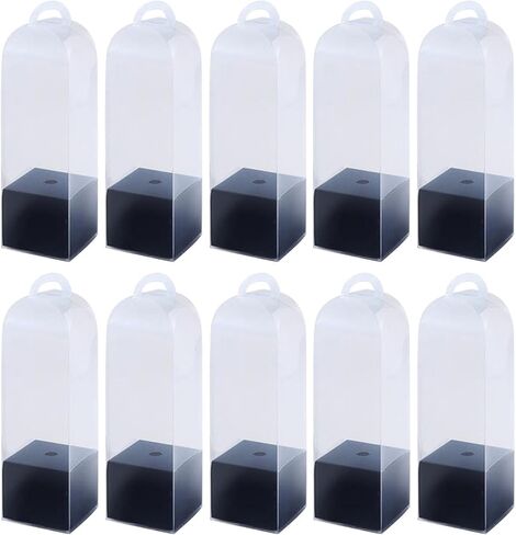 rockible 10x Flower Gift Boxes Single Rose Flower Box Empty Bag Florist Retail Shop Packaging Clear Flower Packing Boxes for Anniversary Party Favor, Rose Gold in Kuwait