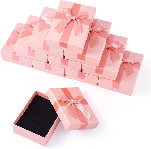 Craftdady 12 PCS Ristangle Jewelry Jolebly Boxes Cardboard Paper مربعات حاضرة مع قلادة قلادة مملوءة الإسفنجة بويك. in Saudi Arabia