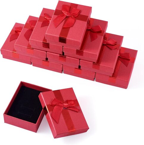 Craftdady 12 PCS Ristangle Jewelry Jolebly Boxes Cardboard Paper مربعات حاضرة مع قلادة قلادة مملوءة الإسفنجة بويك. in Saudi Arabia