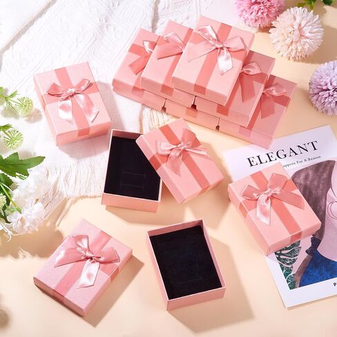 Craftdady 12 PCS Ristangle Jewelry Jolebly Boxes Cardboard Paper مربعات حاضرة مع قلادة قلادة مملوءة الإسفنجة بويك. in Saudi Arabia