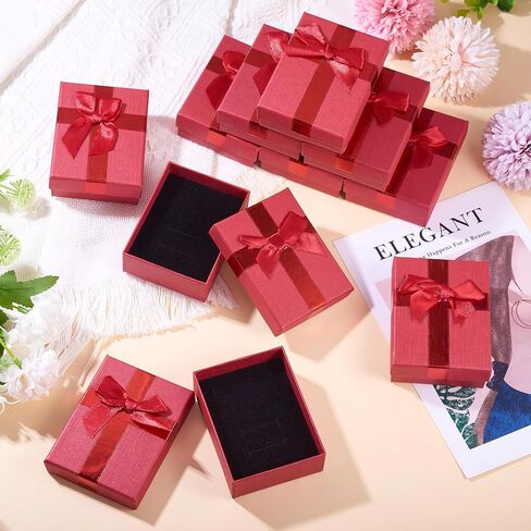Craftdady 12 PCS Ristangle Jewelry Jolebly Boxes Cardboard Paper مربعات حاضرة مع قلادة قلادة مملوءة الإسفنجة بويك. in Saudi Arabia