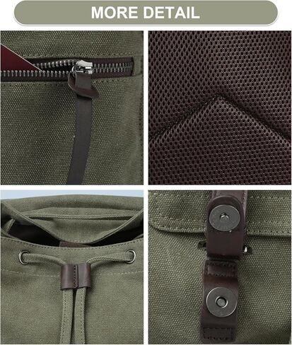 حقيبة الظهر القماشية القديمة للرجال أوليف الأخضر ، راتاكاك ، 15.6 بوصة كمبيوتر محمول كبير رفرف الرجع in Kuwait