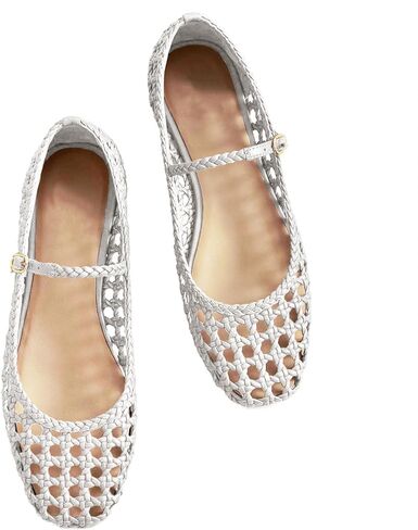 Woven Mesh Ballet Flats for Women with Metal Buckle Strap Ballerina Flat Shoes Comfortable Round Toe Mary Jane Flat. in Saudi Arabia