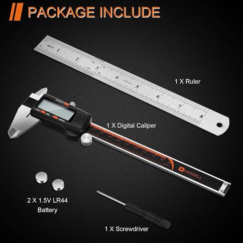 HARDELL Digital Caliper 6 Inch with Large LCD Screen, Calipers Measuring Tool with Auto-Off Feature,Inch/Millimeter Conversion, Electronic Vernier Caliper Micrometer for Jewelers/Woodworkers/DIY in Saudi Arabia