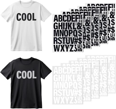 10 Sheets Iron on Letters 2 Inch Vinyl Iron on Letters for Fabric Heat Transfer Letters with A-Z Alphabets Stickers for DIY Printing T-Shirt Clothing Fabric DIY Craft (Black and White) in Kuwait
