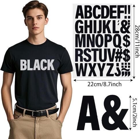 10 Sheets Iron on Letters 2 Inch Vinyl Iron on Letters for Fabric Heat Transfer Letters with A-Z Alphabets Stickers for DIY Printing T-Shirt Clothing Fabric DIY Craft (Black and White) in Kuwait