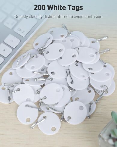 Uniclife 50 Pcs Key Tags 1 Inch Plastic Key Chain Tags with Metal Snap Hooks Double-Sided Writable White Tags Sturdy Key Item Identifiers for Home and Office in Saudi Arabia