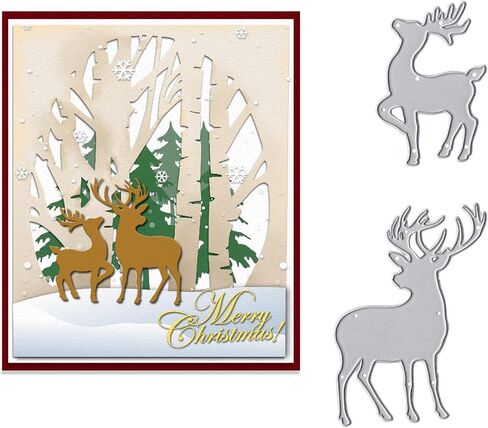 Hyp Christmas Reindeer Cutting يموت لصنع البطاقات ، Xmas Elk Die Cuts حيوانات غزل in Kuwait