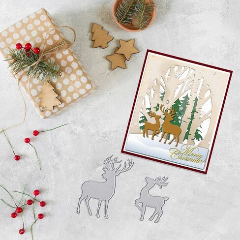 Hyp Christmas Reindeer Cutting يموت لصنع البطاقات ، Xmas Elk Die Cuts حيوانات غزل in Kuwait