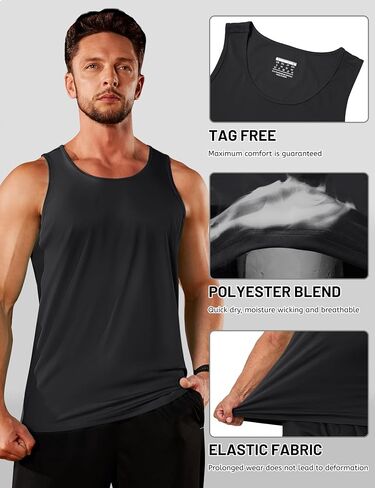 TACVASEN Men's UPF 50+ SPF Workout Sleeveless Shirts Quick Dry Muscle Shirt Lightweight Running Tank Tops in Saudi Arabia