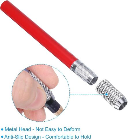 PATIKIL Pencil Extenders, 2Pcs Art Adjustable Metal Pencil Holder Lengthener Pen Sleeve for Short Pencil Crayon Colored Pencils Writing Desk Office, Silver in Saudi Arabia
