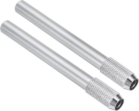 PATIKIL Pencil Extenders, 2Pcs Art Adjustable Metal Pencil Holder Lengthener Pen Sleeve for Short Pencil Crayon Colored Pencils Writing Desk Office, Silver in Saudi Arabia