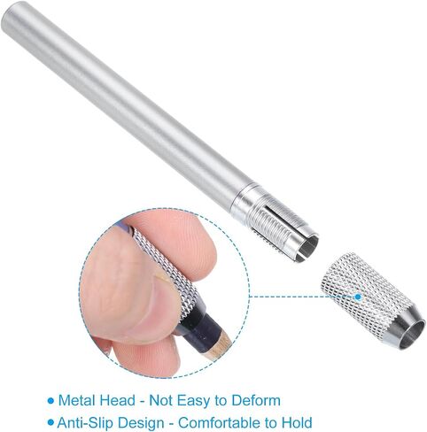 PATIKIL Pencil Extenders, 2Pcs Art Adjustable Metal Pencil Holder Lengthener Pen Sleeve for Short Pencil Crayon Colored Pencils Writing Desk Office, Silver in Saudi Arabia