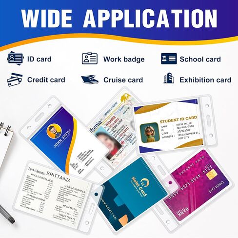 10Pack Vertical ID Badge Holder-Extra Thick Clear ID Card Holder with Waterproof Resealable Zip-Name Tag Holder for Nurses, Office and School in Saudi Arabia