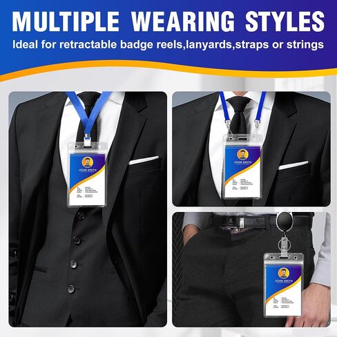 10Pack Vertical ID Badge Holder-Extra Thick Clear ID Card Holder with Waterproof Resealable Zip-Name Tag Holder for Nurses, Office and School in Saudi Arabia