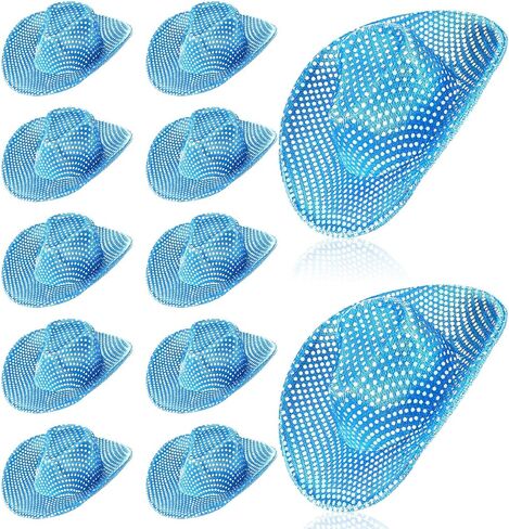 Sotiff Mini Disco Cowboy Hat Tiny Light up Holographic Space Cowgirl Hat Neon Party Decor for Party Doll, 12 Pcs(Silver) in Saudi Arabia