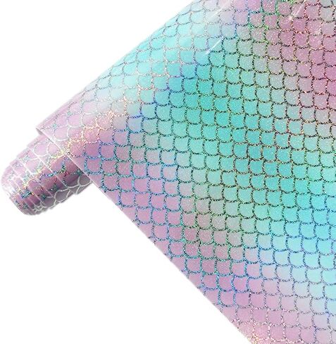 XHT 11.8"x54" Holographic Printed PU Faux Leather Shiny Heart Pattern Leather Fabric for Bows Earrings Craft in Kuwait
