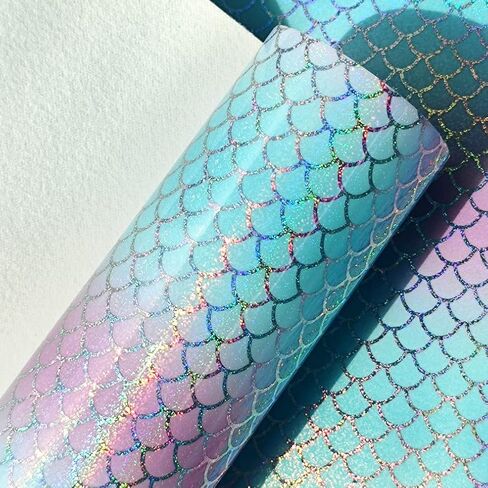 XHT 11.8"x54" Holographic Printed PU Faux Leather Shiny Heart Pattern Leather Fabric for Bows Earrings Craft in Kuwait