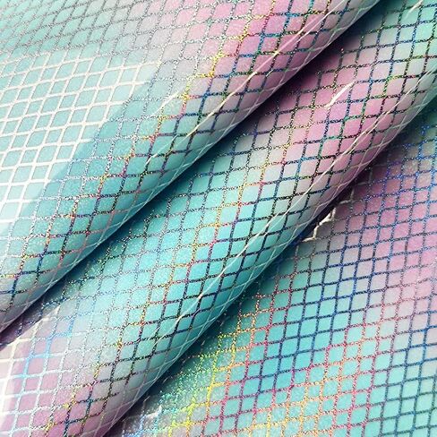 XHT 11.8"x54" Holographic Printed PU Faux Leather Shiny Heart Pattern Leather Fabric for Bows Earrings Craft in Kuwait