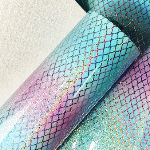 XHT 11.8"x54" Holographic Printed PU Faux Leather Shiny Heart Pattern Leather Fabric for Bows Earrings Craft in Kuwait