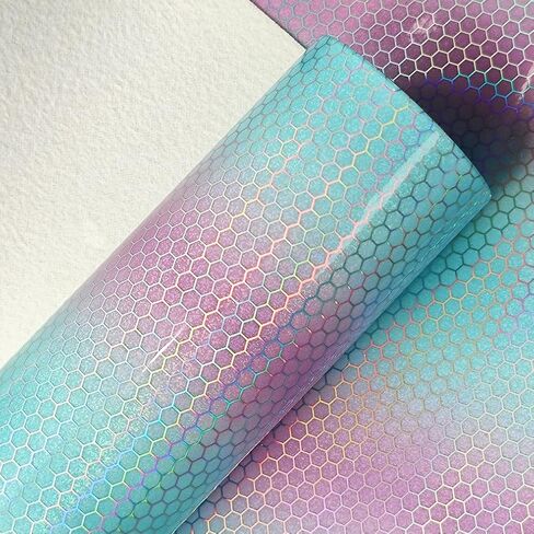 XHT 11.8"x54" Holographic Printed PU Faux Leather Shiny Heart Pattern Leather Fabric for Bows Earrings Craft in Kuwait