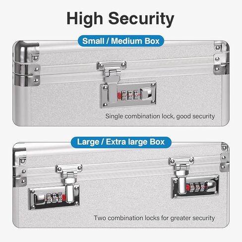 Combination Lock Box - 11.2x7.4x6.8 Inch Medium - Security Lock Boxes for Medicine, Locking Storage Box for Personal Items Passports and Documents, Lockable Lockbox for Office Business, Black in Saudi Arabia