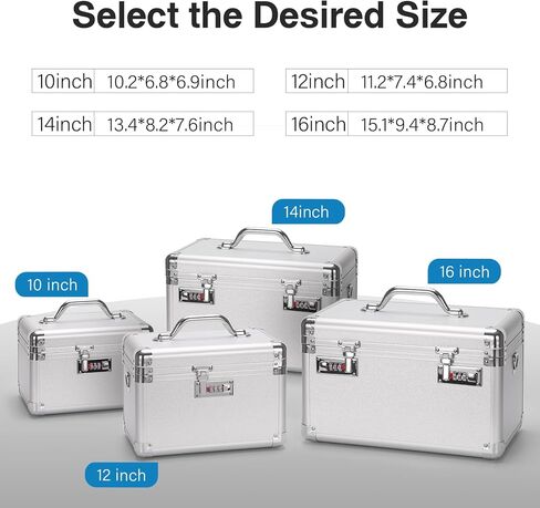 Combination Lock Box - 11.2x7.4x6.8 Inch Medium - Security Lock Boxes for Medicine, Locking Storage Box for Personal Items Passports and Documents, Lockable Lockbox for Office Business, Black in Saudi Arabia